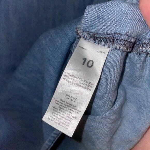 Oshkosh Bgosh Girls Denim Shirt Dress Size 10 Floral Inner Lining & Button Cuffs - Picture 6 of 6